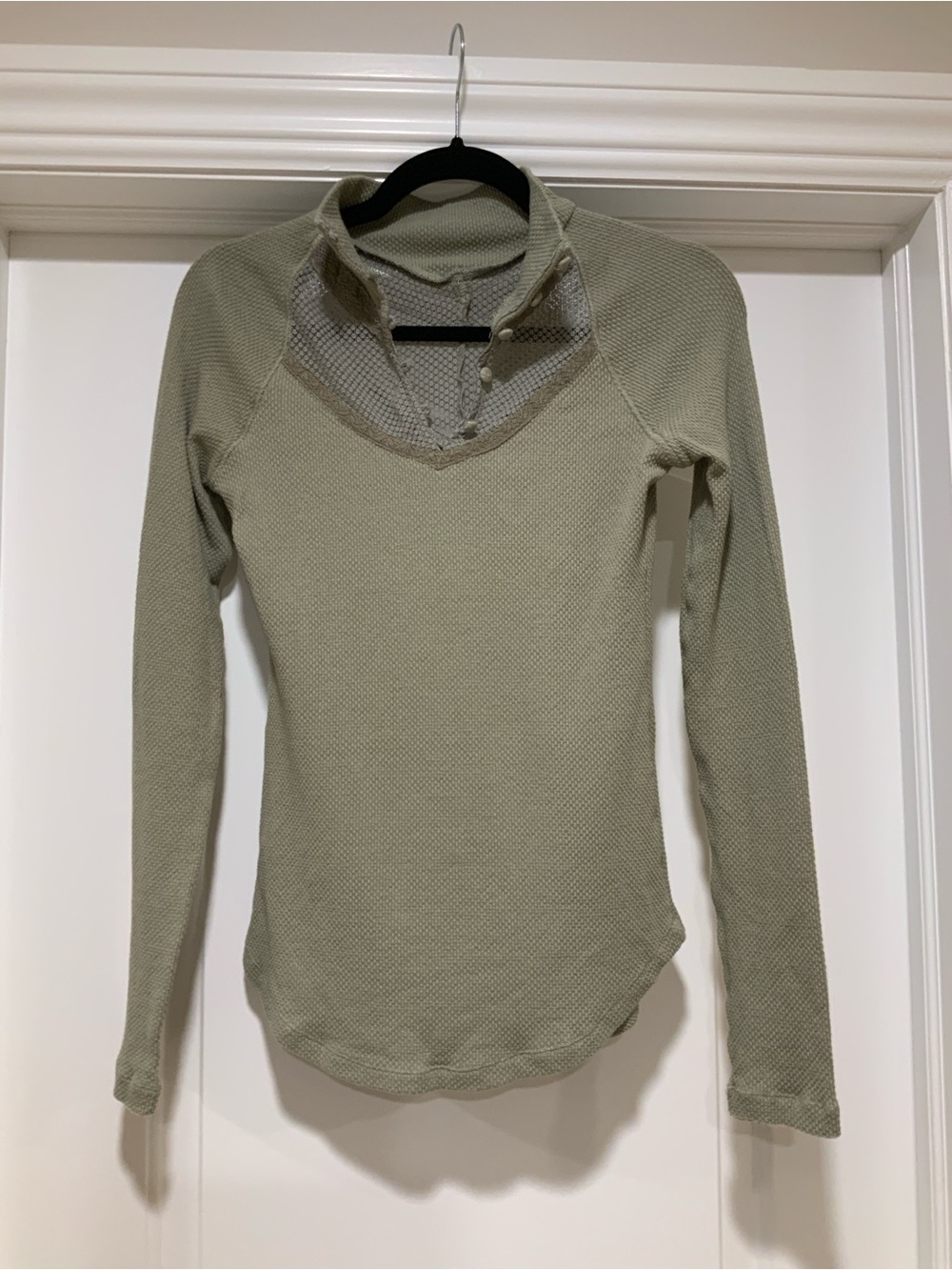Free People Light Sage Long-Sleeve Textured Henley
